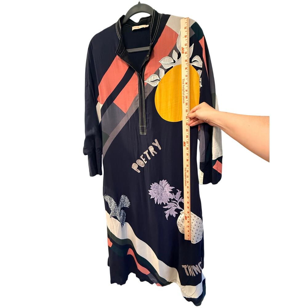 Tory Burch 6 Scarf Print Embroidered Shirt Dress $598 Rope Belt Long Sleeve Midi - Picture 10 of 13